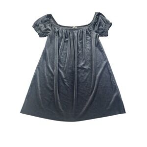 Urban Outfitters Gray Velvet Off Shoulder Puff Sleeve Mini Dress Women's M